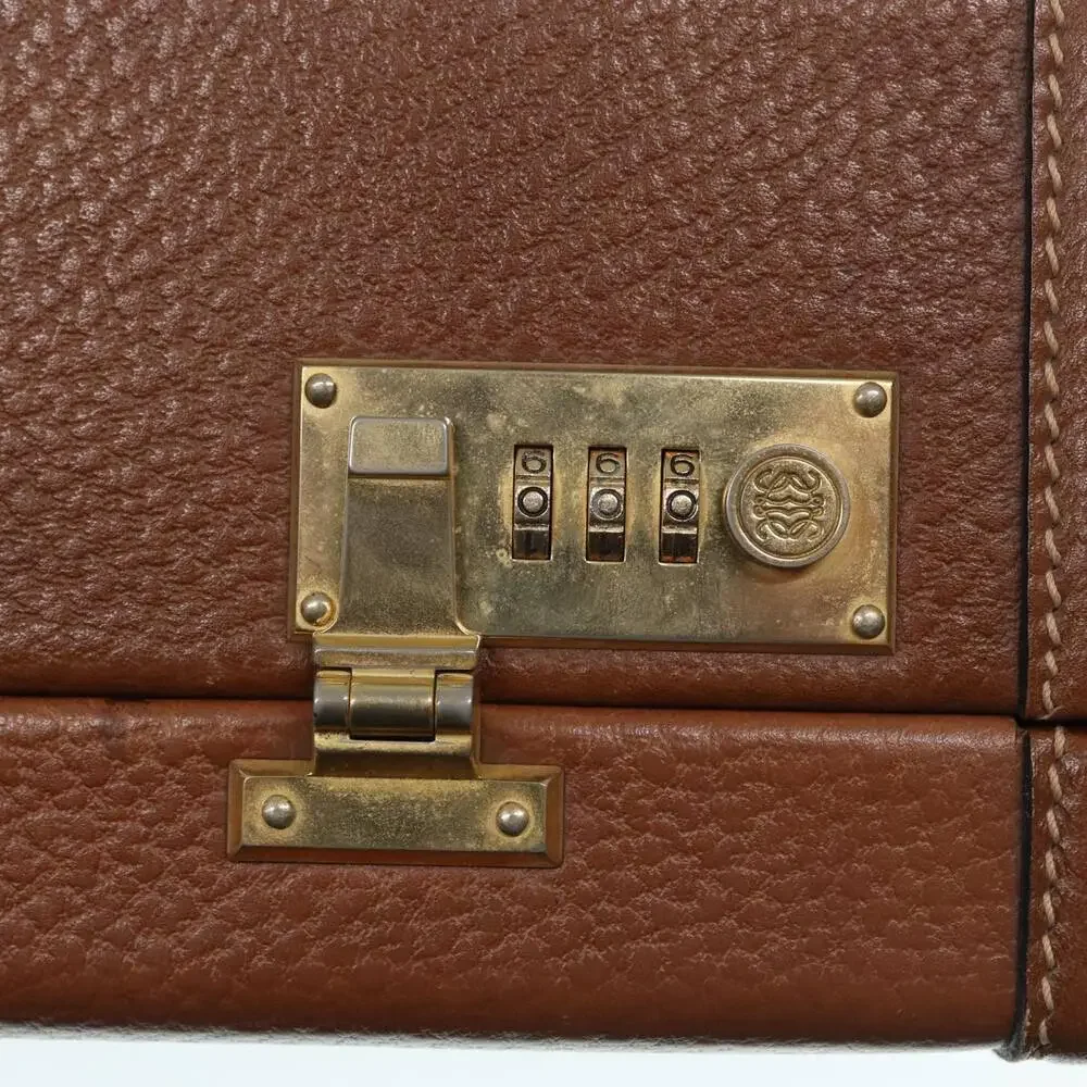 LOEWE Anagram Attache Case Trunk Leather Brown Gold